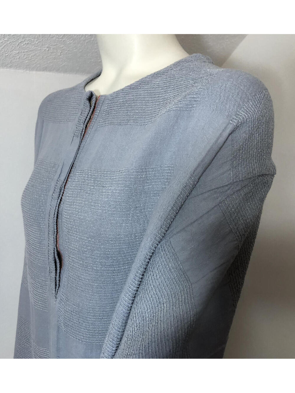 Soft Surroundings Womens XS Pullover Tunic Top Linen Blend Light Grey 1/2 Button